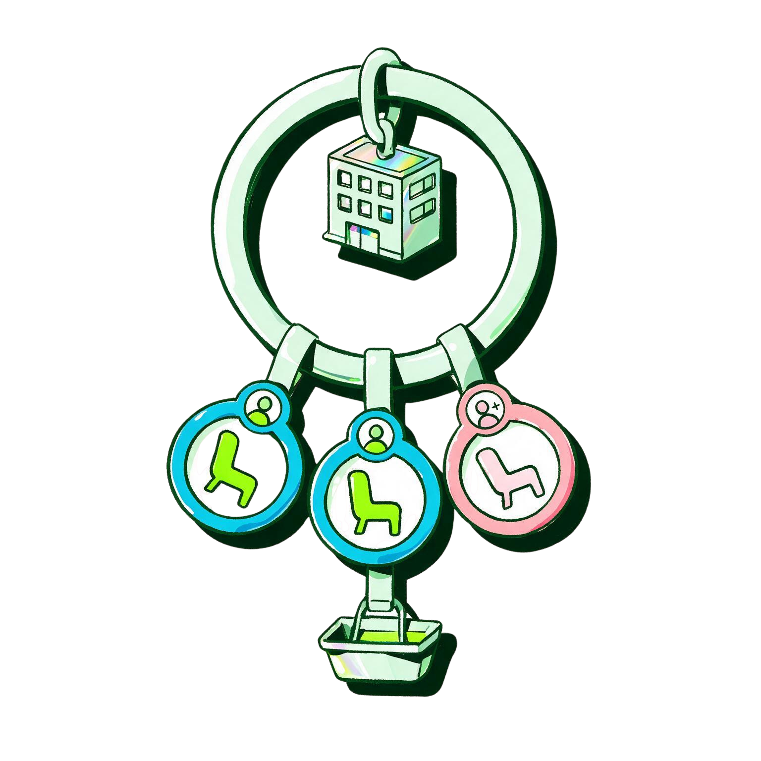 Organization building and learner seats illustration